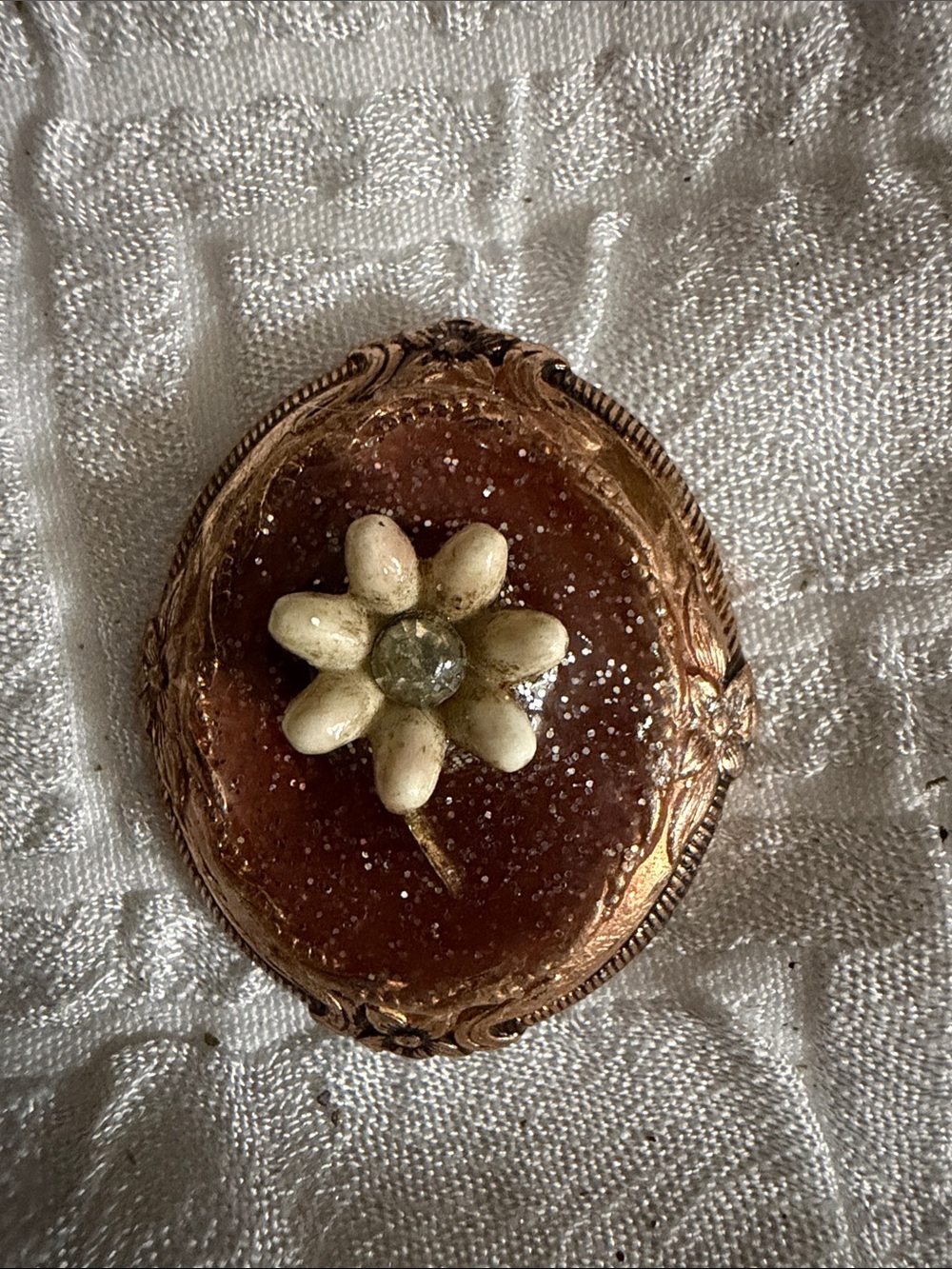 Vintage Coro Copper Floral Brooch
